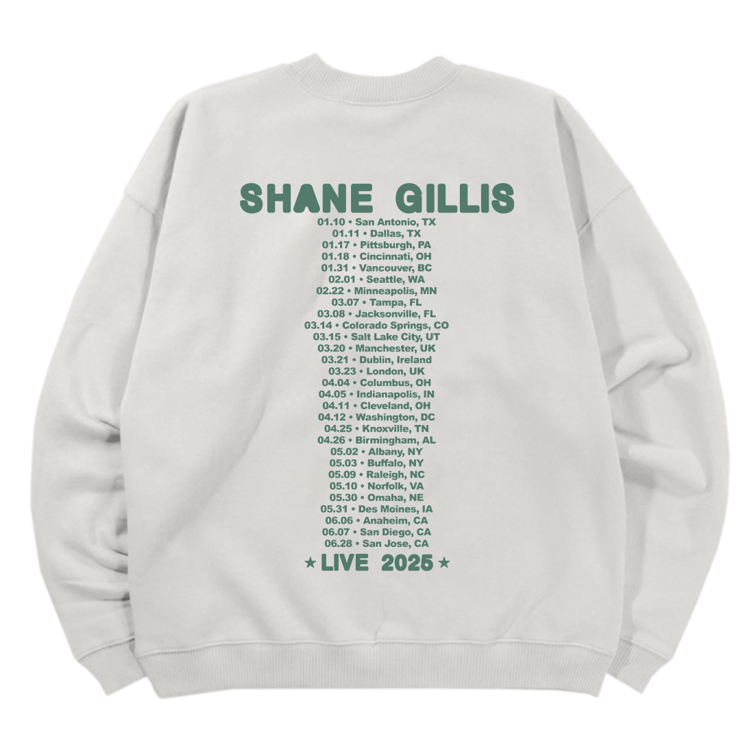2025 Tour Crewneck Back